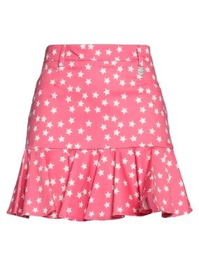 Star-Print Pink Ruffle Mini Skirt